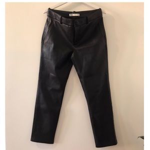 Zara Straight Leg Faux Leather Pants - Size 6